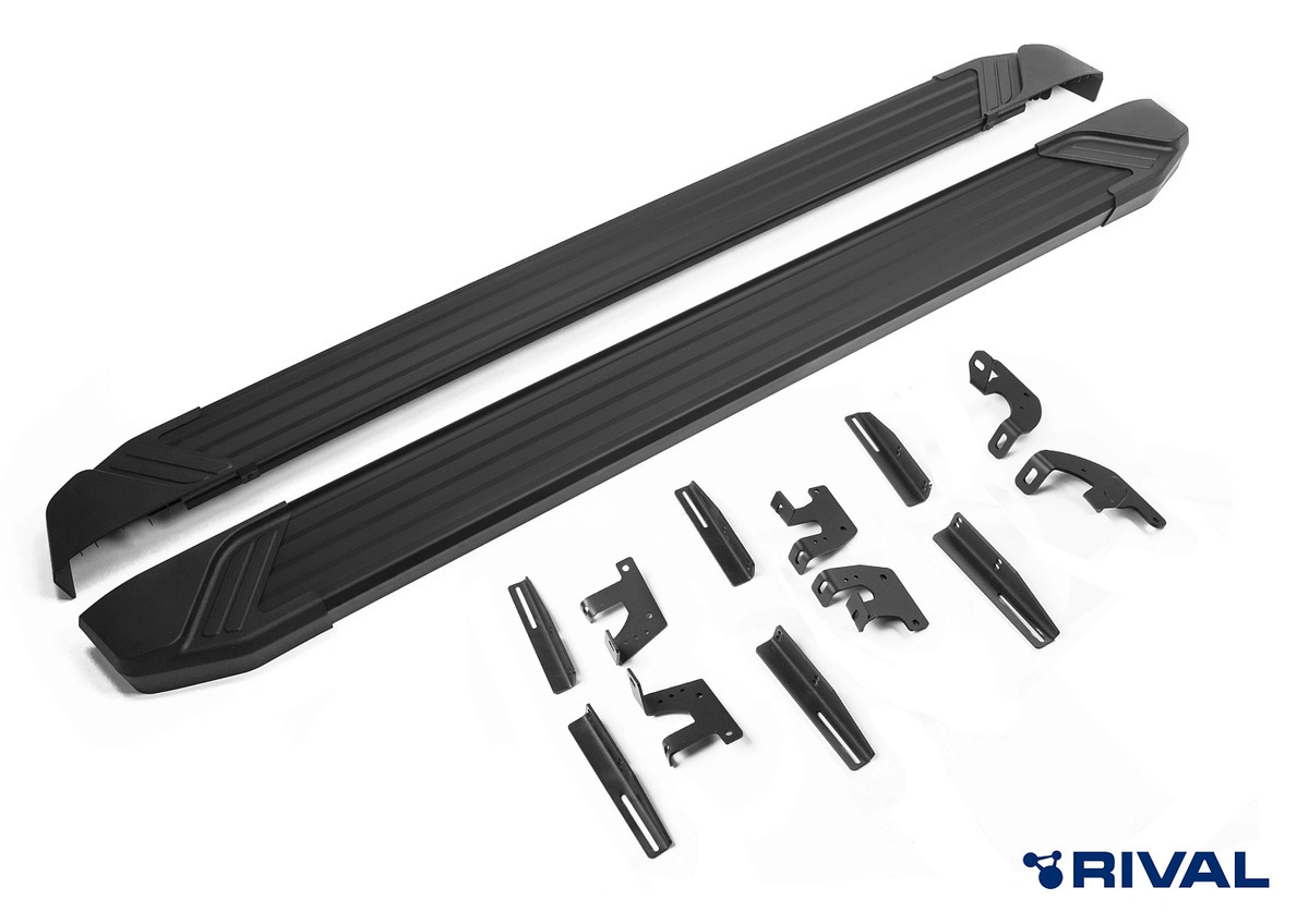 Порог-площадка Rival Black F193ALB c комплектом крепежа для Haval H7 (2 поколение)