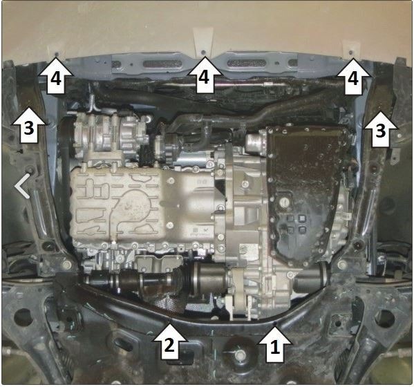 Защита стальная Мотодор для картера двигателя, КПП на Chery Tiggo 4/7/7 Pro/8/8 Pro фото 3