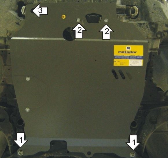 Защита стальная Мотодор для картера двигателя и КПП на Citroen C-Crosser Peugeot 4007 и Mitsubishi Outlander XL фото 2