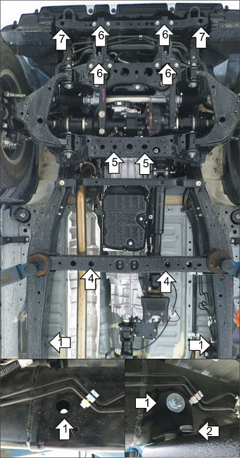 Защита алюминиевая Мотодор для картера двигателя, КПП, РК и радиатора на Toyota Hilux фото 3