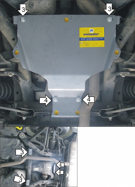 Защита алюминиевая Мотодор для заднего дифференциала на Volkswagen Touareg фото 3