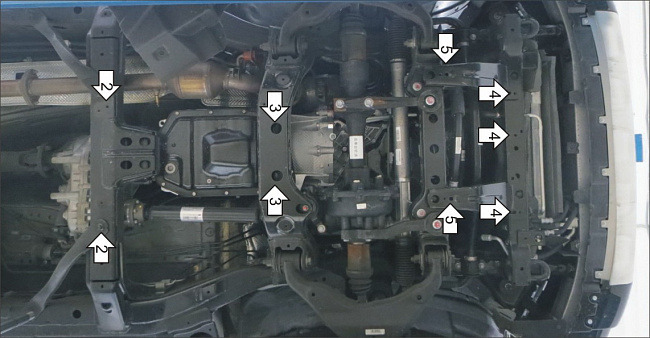 Защита стальная Мотодор для картера двигателя, радиатора, КПП, переднего дифференциала и РК на Haval H9 фото 3