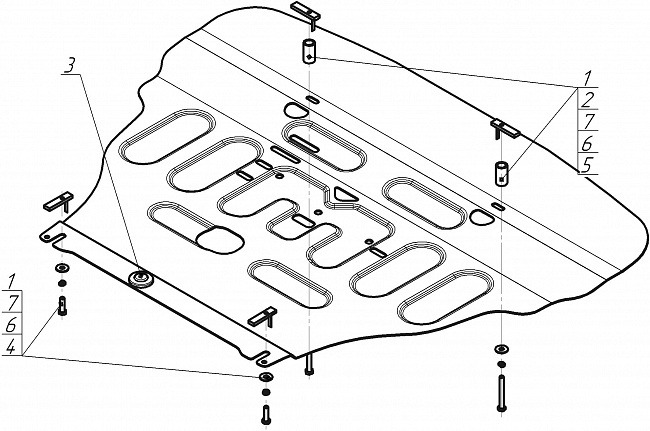 Защита стальная Мотодор для картера двигателя, КПП на Hyundai Staria фото 2
