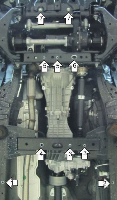 Защита стальная Мотодор для картера двигателя, переднего дифференциала, КПП и РК на Ford Ranger фото 3