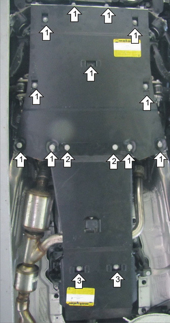 Защита стальная Мотодор для картера двигателя, переднего дифференциала, КПП и РК на Land Rover Range Rover Vogue фото 3