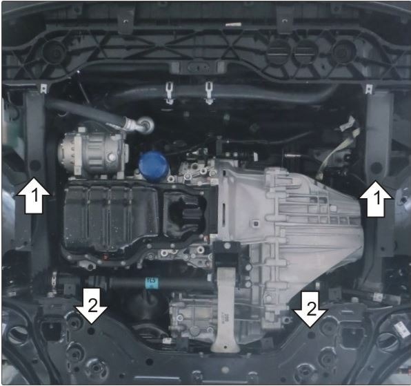 Защита стальная Мотодор для картера двигателя, КПП на Hyundai Tucson и KIA Sportage фото 2