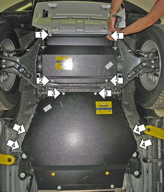 Защита стальная Мотодор для картера двигателя и КПП на Mitsubishi Pajero фото 3