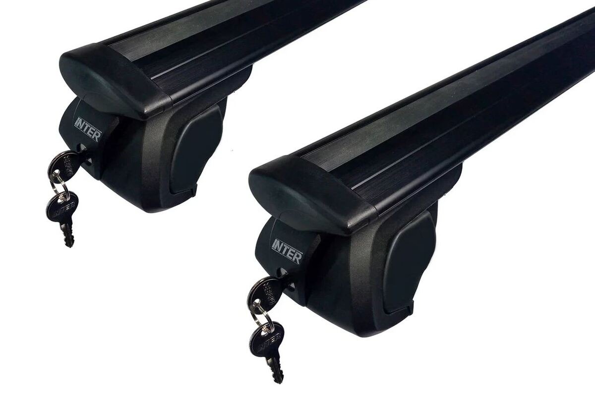Багажник на интегрированные рейлинги Inter Titan i-pro Black Lock крыловидные черные дуги с замком