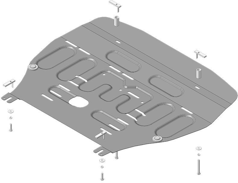 Защита стальная Мотодор для картера двигателя, КПП на Hyundai Santa Fé и KIA Sorento/Carnival