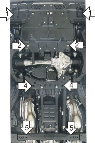 Защита стальная Мотодор для картера двигателя, переднего дифференциала, КПП, радиатора на Toyota Land Cruiser 200 и Lexus LX 570/450d фото 3