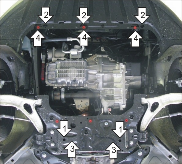 Защита алюминиевая Мотодор для картера двигателя, КПП и масляного фильтра на Ford Focus фото 2