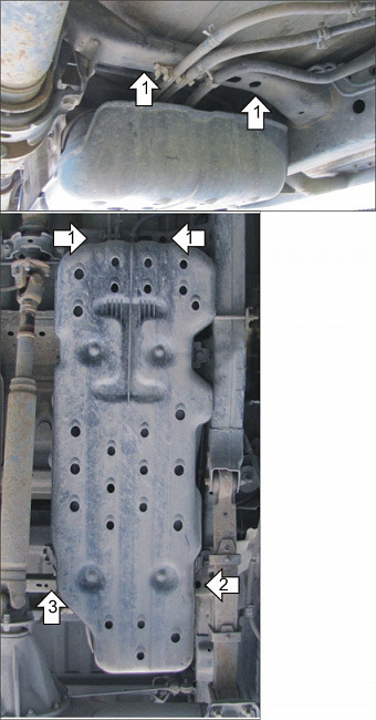 Защита алюминиевая Мотодор для топливного бака на Toyota Hilux фото 2