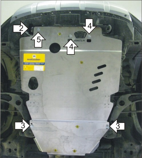 Защита алюминиевая Мотодор для картера двигателя и КПП на Peugeot 4007 и Citroen C-Crosser и Mitsubishi Outlander XL фото 3