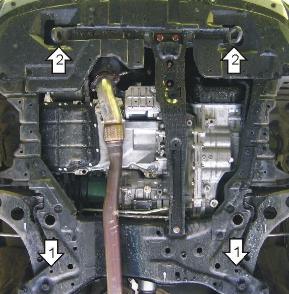 Защита стальная Мотодор для картера двигателя и КПП на Peugeot 4007 и Citroen C-Crosser и Mitsubishi Outlander XL фото 3
