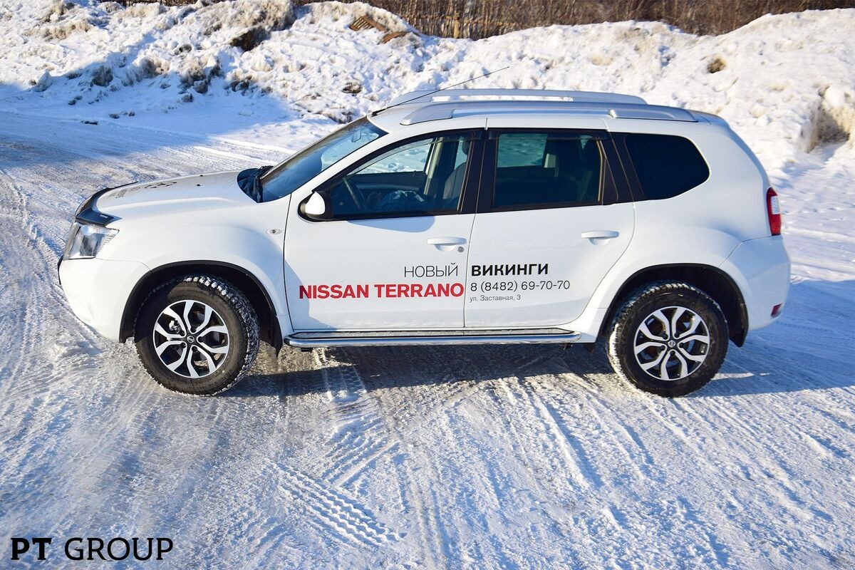 Защита порогов НПС Эстонец с алюминиевой площадкой PT Group для Renault Duster (HS) и Nissan Terrano (D10) d51 mm  фото 10