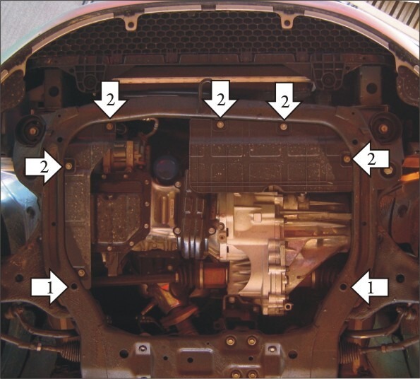 Защита стальная Мотодор для картера двигателя, КПП на Hyundai Elantra/i30 и KIA Cee'd/Cerato/Cerato Koup фото 3