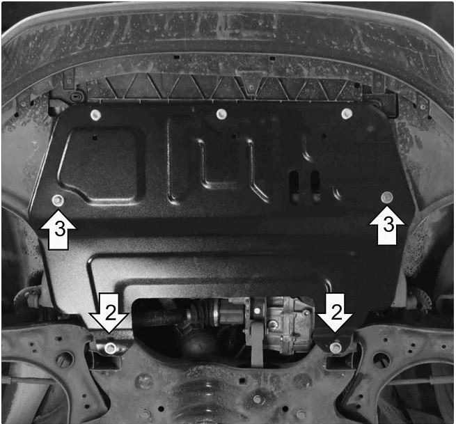 Защита АвтоСтандарт для картера двигателя, КПП на SEAT Ibiza (J6) и Skoda Fabia (MK2)/ Rapid (NH3)/ Roomster (J5) и Volkswagen Polo (MK5/ MK6) фото 4