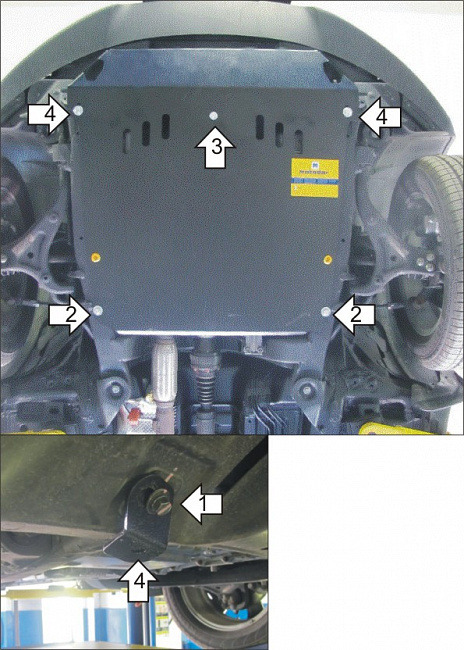 Защита алюминиевая Мотодор для картера двигателя, КПП на Ssangyong Actyon New фото 3