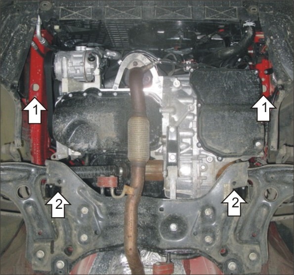 Защита алюминиевая Мотодор для картера двигателя, КПП на Volkswagen Polo Skoda Fabia/Rapid/Roomster и SEAT Ibiza фото 3