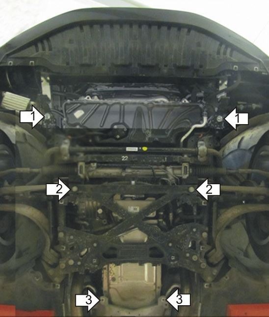 Защита стальная Мотодор для картера двигателя и КПП на Audi A8 фото 3
