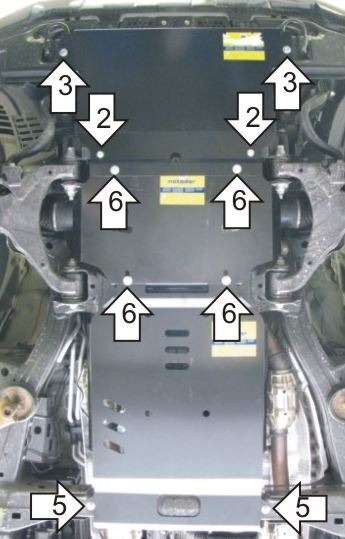Защита стальная Мотодор для картера двигателя, переднего дифференциала, КПП, радиатора на Toyota Land Cruiser 200 и Lexus LX 570/450d фото 2