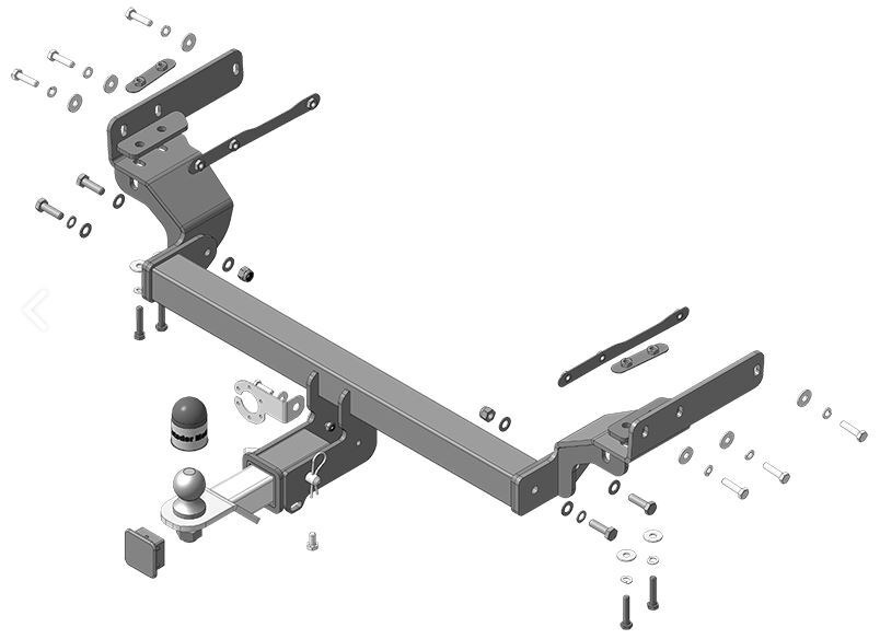 Фаркоп Motodor с оцинкованным шаром для Mitsubishi Outlander (GN0W)​ фото 2