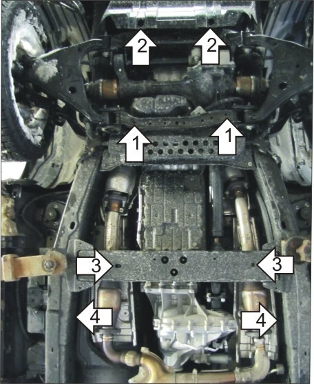 Защита алюминиевая Мотодор для картера двигателя, КПП, РК на Nissan Patrol и Infiniti QX 56 фото 4