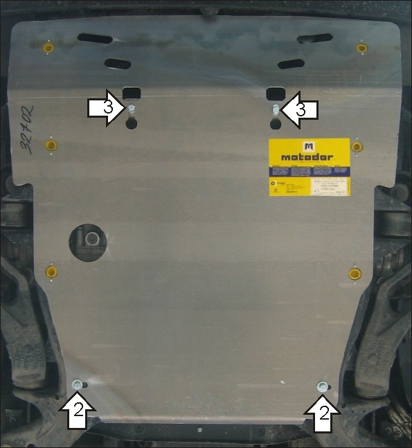 Защита алюминиевая Мотодор для картера двигателя на Volkswagen Touareg и Porsche Cayenne фото 2
