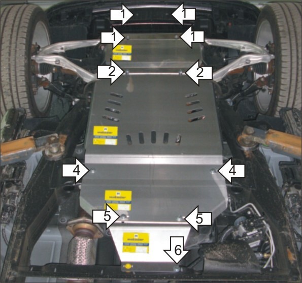 Защита алюминиевая Мотодор для картера двигателя, переднего дифференциала, КПП, РК на Chevrolet Tahoe и Cadillac Escalade фото 7