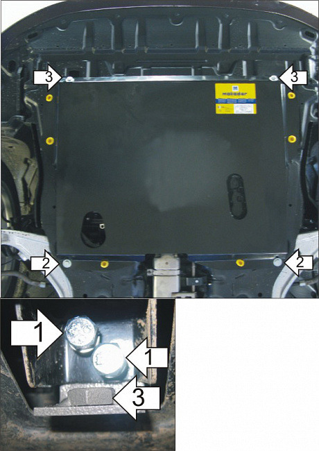 Защита алюминиевая Мотодор для картера двигателя, КПП на Nissan Teana фото 3