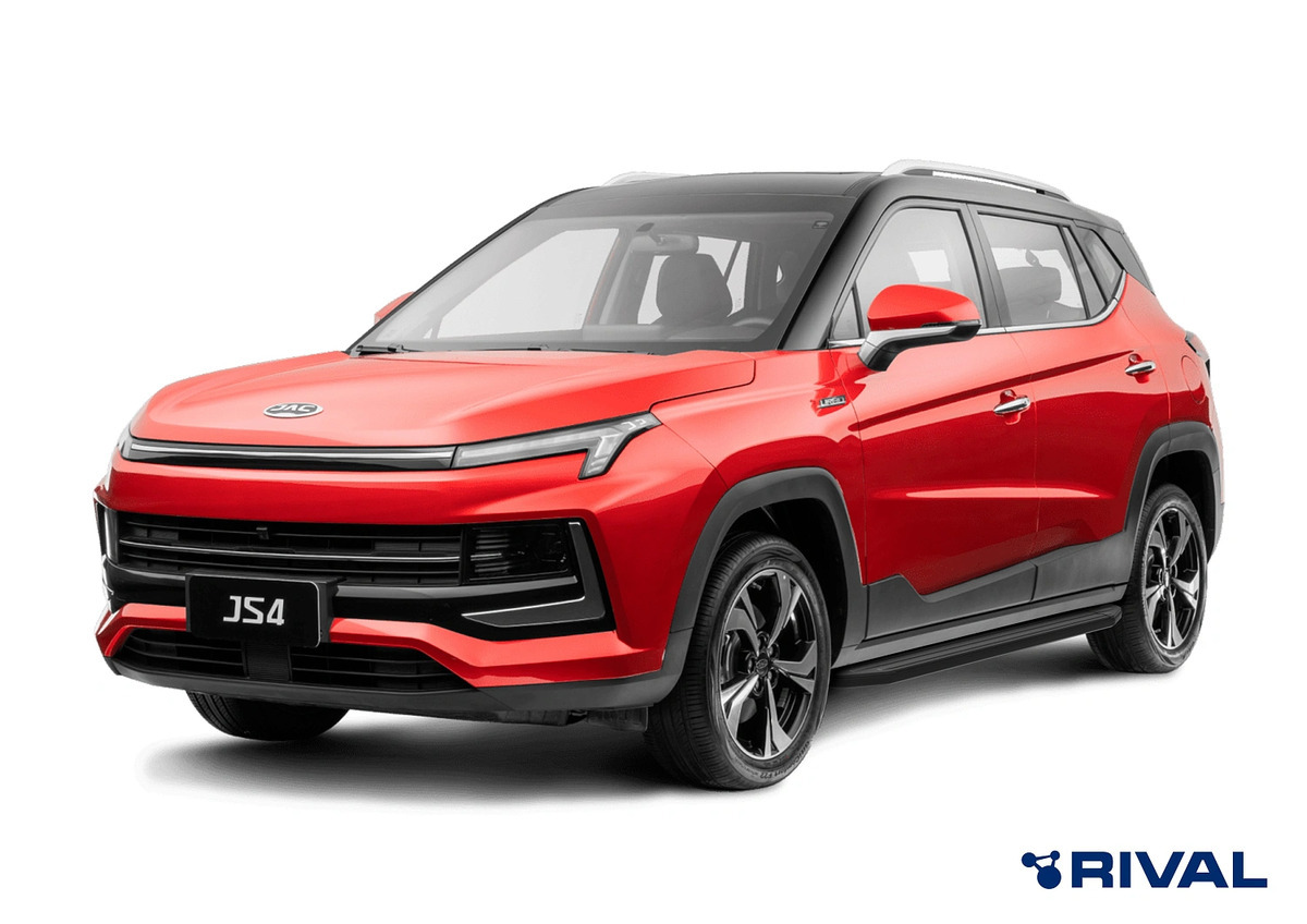 Порог-площадка Rival Premium-Black A180ALBc комплектом крепежа для Москвич 3 (DA21)​ и JAC JS4 (1 поколение) фото 2