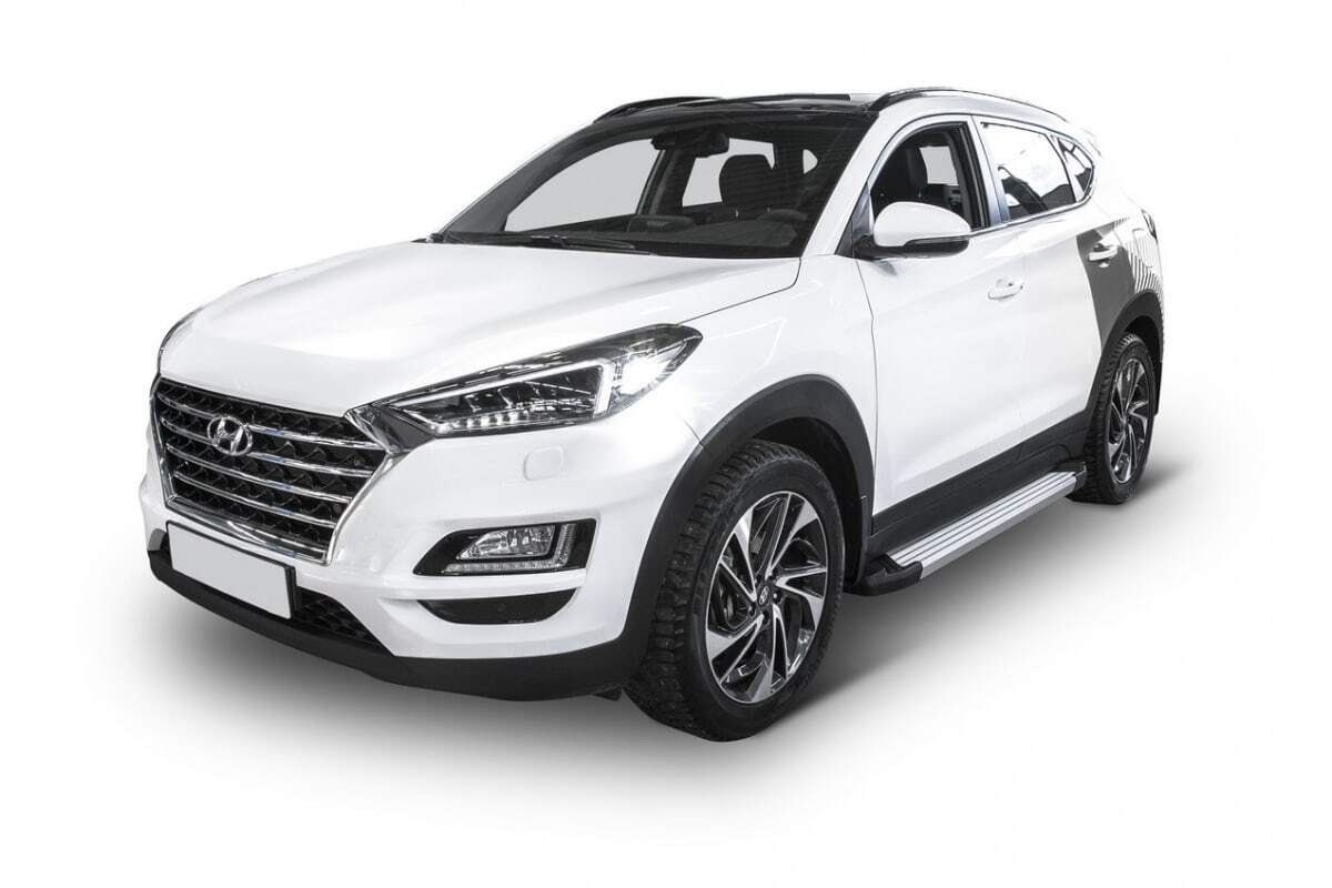 Порог-площадка Rival Silver F173AL c комплект крепежа для Hyundai Tucson (TL) и Kia Sportage (QL) фото 2