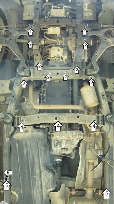 Защита стальная Мотодор для картера двигателя, переднего дифференциала, КПП, РК на Land Rover Discovery IV фото 5
