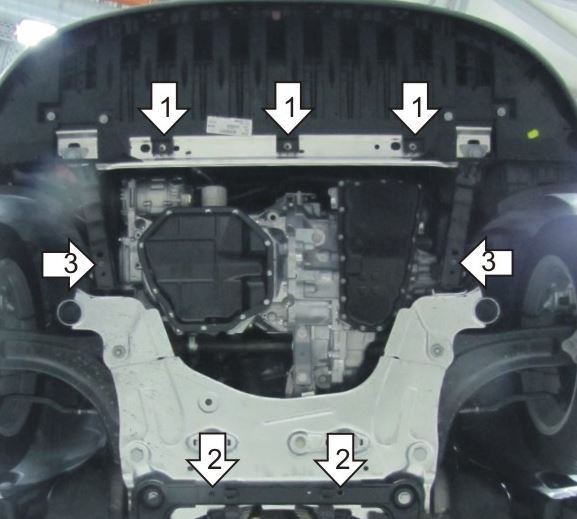 Защита АвтоСтандарт для картера двигателя, КПП на Renault Fluence (L30) и Grand Scénic III (JZ)/ Scénic III (JZ и Renault Megane III (KZ) фото 3