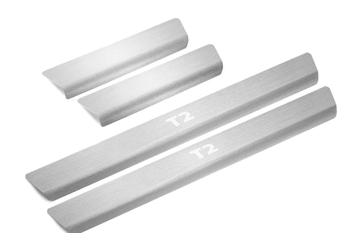 Комплект накладок на дверные пороги Rival для Jetour T2 (1 поколение) с гравировкой T2