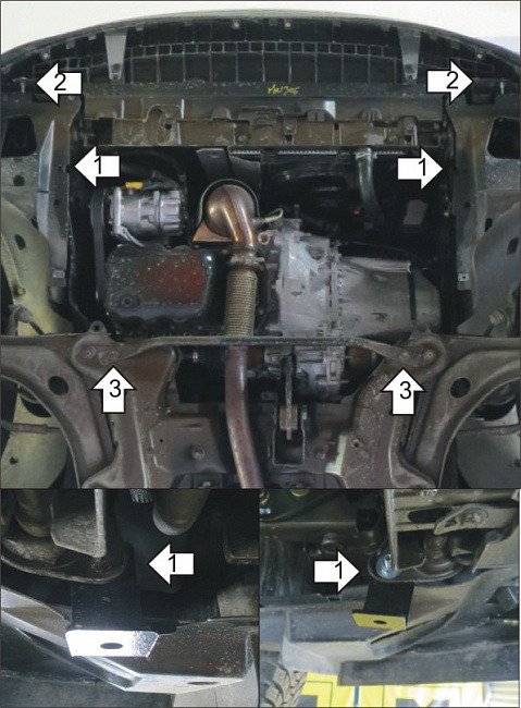 Защита алюминиевая Мотодор для картера двигателя, КПП на Citroen DS3 фото 3