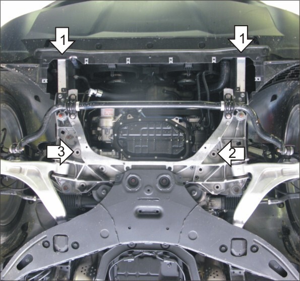 Защита алюминиевая Мотодор для картера двигателя на Infiniti QX 70 и FX 30D/35/37/50 фото 2