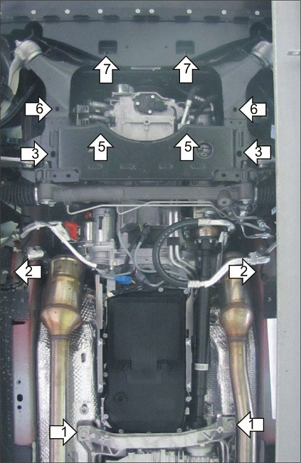 Защита алюминиевая Мотодор для картера двигателя, КПП на Jaguar XF фото 3