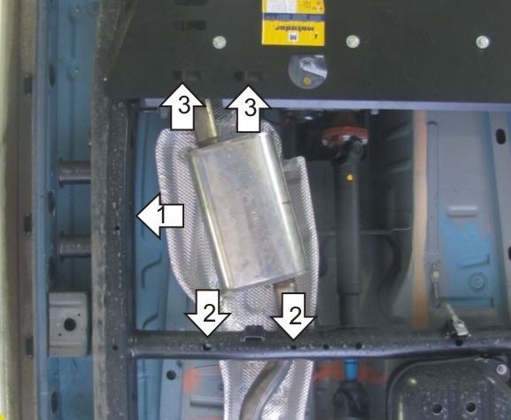 Защита стальная Мотодор для глушителя на Volkswagen Amarok фото 3