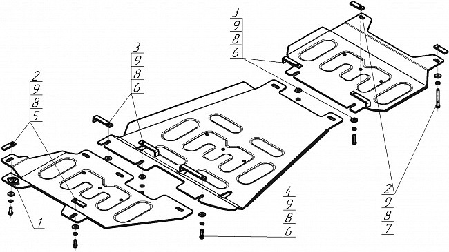 Защита алюминиевая Мотодор для переднего дифференциала и РК, КПП, картера двигателя на Ford F-150 Raptor SuperCrew фото 2