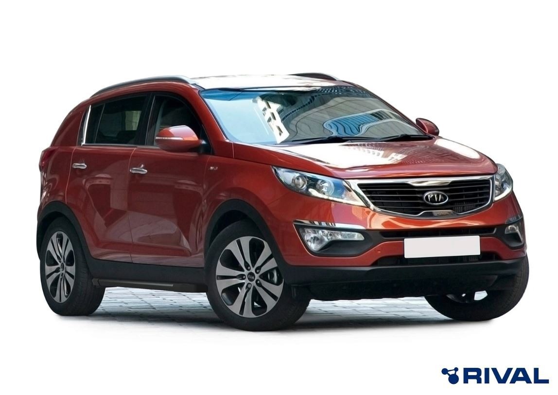 Порог-площадка Rival Black F173ALB c комплект крепежа для Hyundai ix35 (LM) и Kia Sportage (SL) фото 2