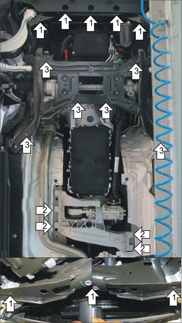 Защита алюминиевая Мотодор для картера двигателя, КПП на Jaguar F-Pace фото 3
