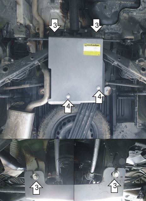 Защита стальная Мотодор для заднего дифференциала на Volkswagen Multivan/Transporter/Caravelle T5 и T6/T6.1 фото 2