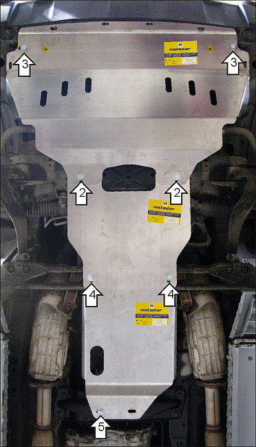 Защита алюминиевая Мотодор для картера двигателя, КПП, радиатора на Infiniti FX 35 фото 3