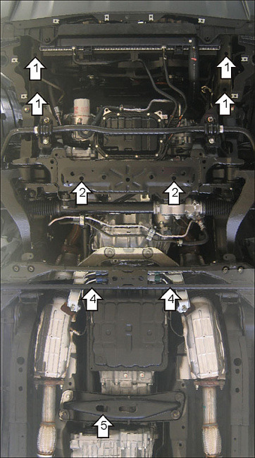 Защита алюминиевая Мотодор для картера двигателя, КПП, радиатора на Infiniti FX 35 фото 5