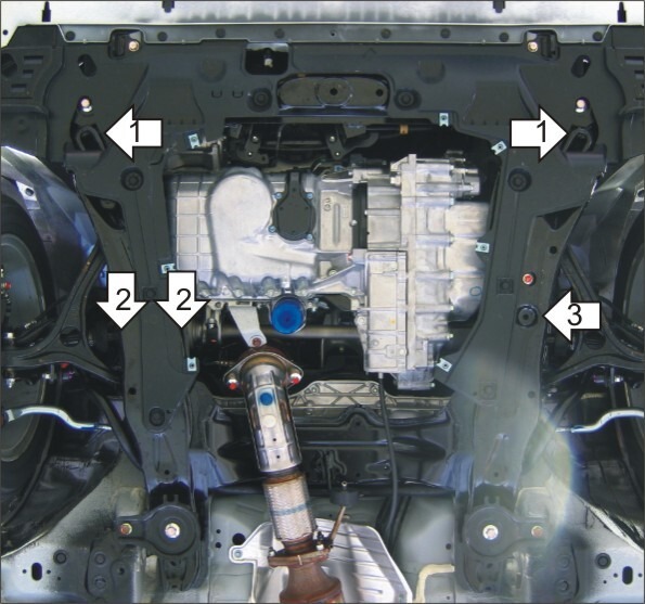 Защита алюминиевая Мотодор для картера двигателя, КПП на Honda Accord VIII фото 2