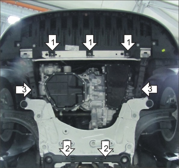 Защита стальная Мотодор для картера двигателя, КПП на Renault Scénic III/Grand Scénic III/Fluence/Megane III фото 3