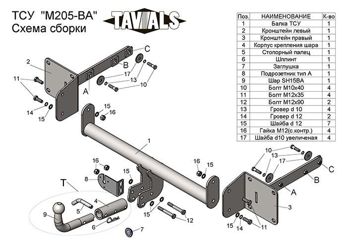 Фаркоп TAVIALS для Mercedes M-Class w164