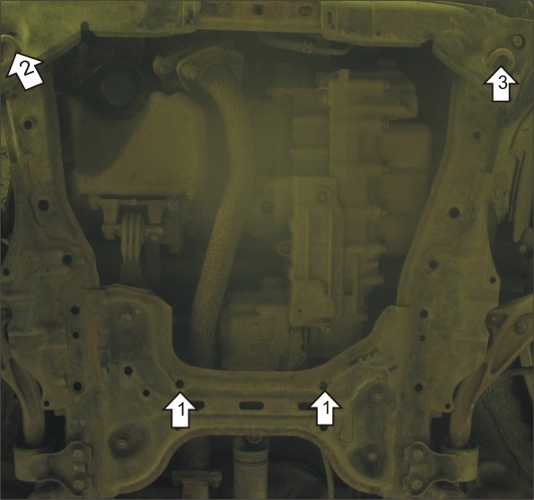 Защита стальная Мотодор для картера двигателя и КПП на Honda Crossroad фото 3