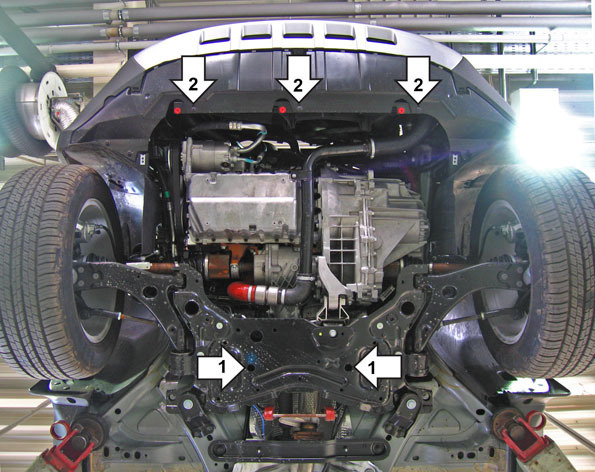 Защита алюминиевая Мотодор для картера двигателя, переднего дифференциала, КПП на Ford Kuga фото 2